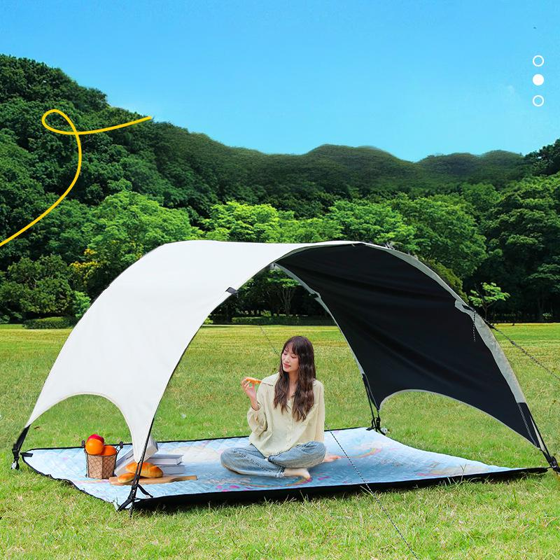 Blackout Camping Canopy Tent Waterproof UV Protection Sun Shelter With Portable Picnic Mat Arc Design Lightweight Easy Setup_voghion.com