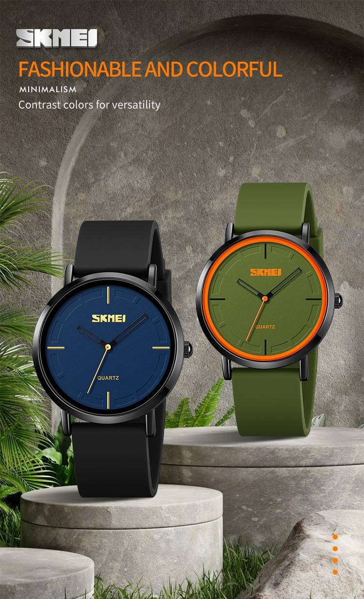 SKMEI Colorful Minimalist Quartz Smartwatch 2050 Fashionable Casual Design. Versatile Contrast Colors._voghion.com