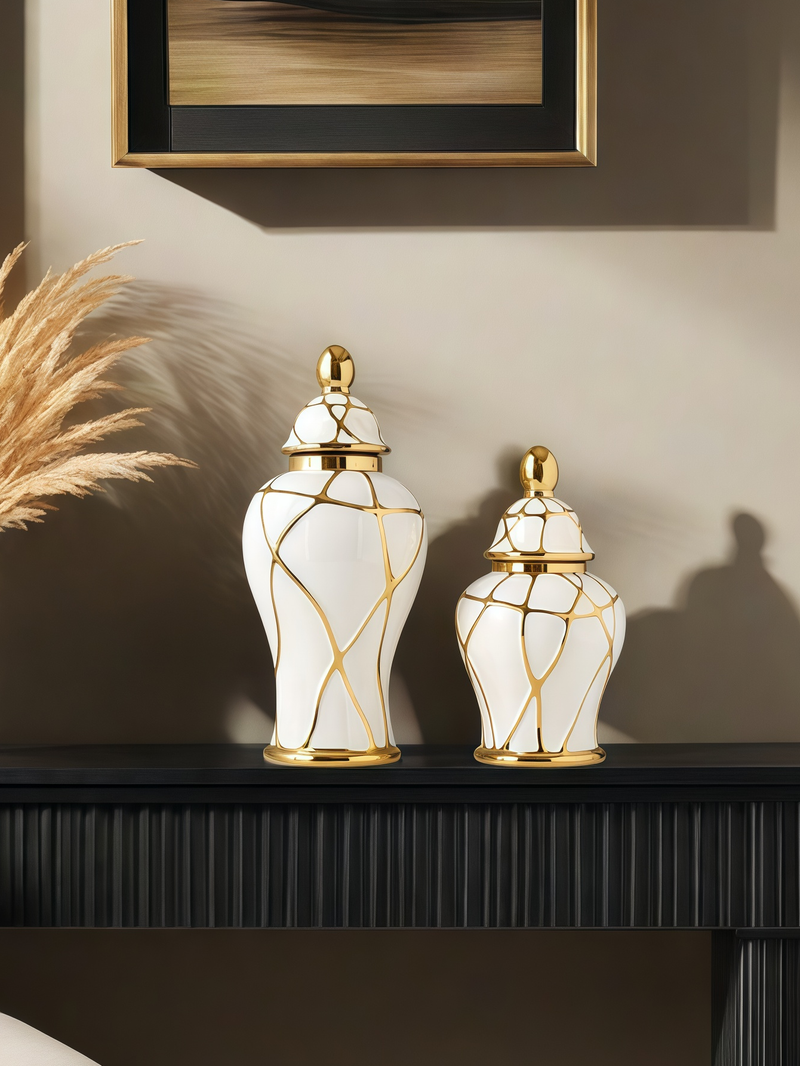 1pc Crack Shape With Lid Can Be Filled With Water, Ceramic Vase, High-quality Interior Ornaments, Flower Arrangement, Vase_voghion.com