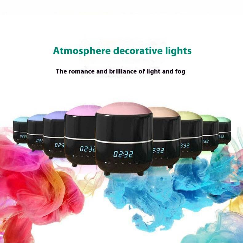 Ultrasonic Aroma Diffuser With Bluetooth Speaker, LED Clock & Night Light, 500ml Humidifier For Home Office Bedroom, Auto Shut-Off_voghion.com