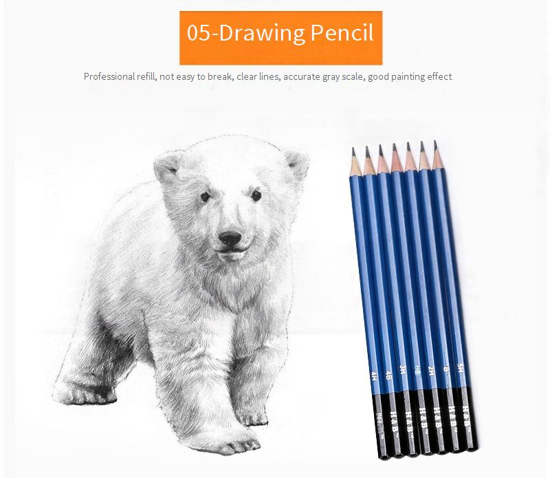 H&B 60-Piece Handmade Box Sketch & Watercolor Pencil Set For Adults – Includes Colored, Metallic, Sketch & Charcoal Pencils_voghion.com