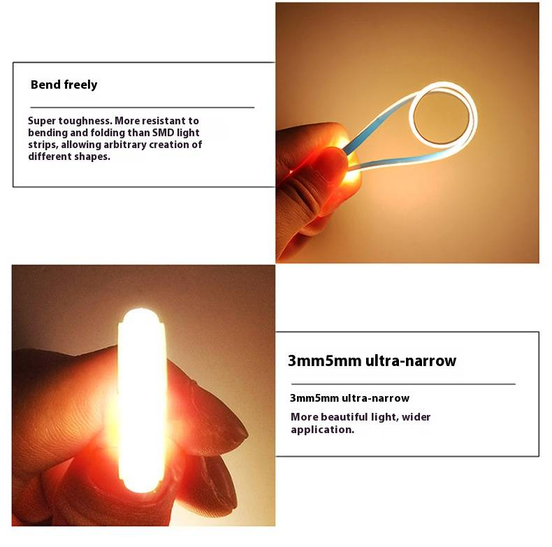 Ultradünner 1-mm-LED-COB-Lichtstreifen – 360°-Glüh-Linearbeleuchtung, flexibler 3-V-/5-V-/12-V-/24-V-Lichtbalken für Heim-, Gewerbe- und Heimwerkerprojekte_voghion.com