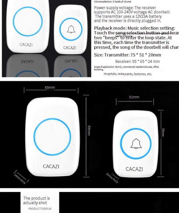 Kabellose Türklingel mit Fernbedienung mit großer Reichweite – ideal für die Sicherheit älterer Menschen und zu Hause, 300 m Reichweite, 38 Klingeltöne, Wechselstrombetrieb_voghion.com