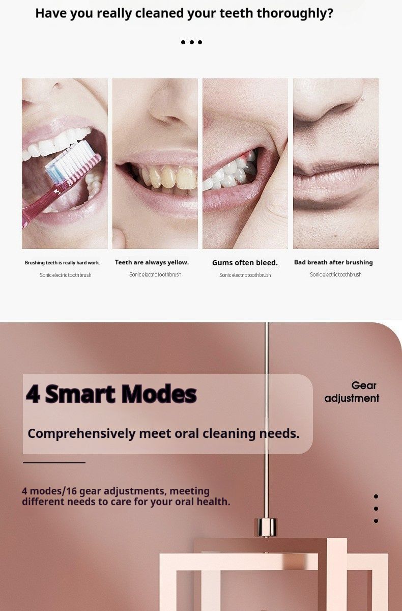 Sonic Electric Toothbrush With Magnetic Levitation – 4 Modes, 40,000 RPM, Ultra-Quiet 36dB, Soft Bristles, 30-Day Battery Life_voghion.com