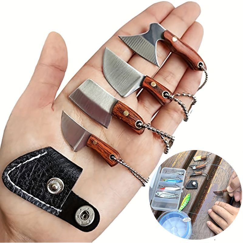 Compact Keychain Knife With Leather Sheath – Stainless Steel Utility Blade For Everyday Carry, Outdoor Adventures & Gifts_voghion.com