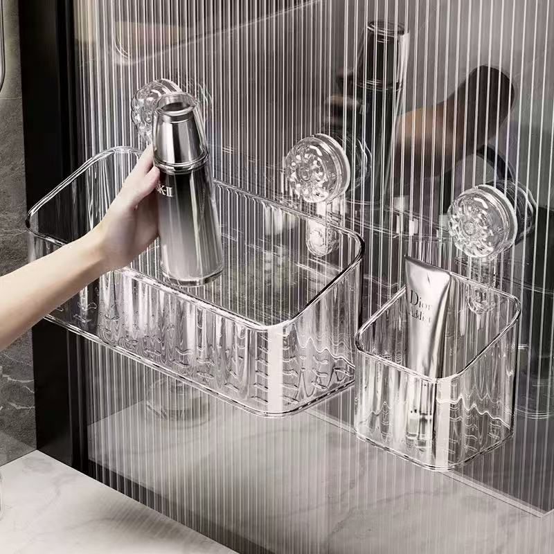 Supporto portaoggetti a ventosa per WC, bagno, lavabo, bagnoschiuma, pettine senza trapano, scatola portaoggetti a parete_voghion.com