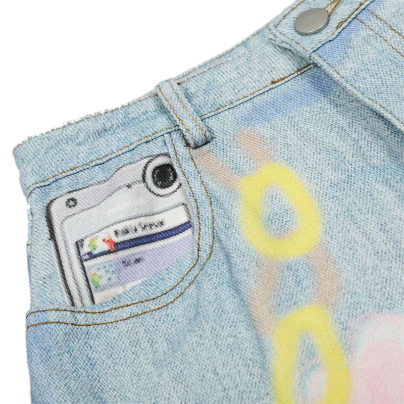 Unique High Street Graffiti Print Wide-Leg Jeans Hip-Hop Trend Loose Washed Straight Long Pants Men's Design Sense_voghion.com