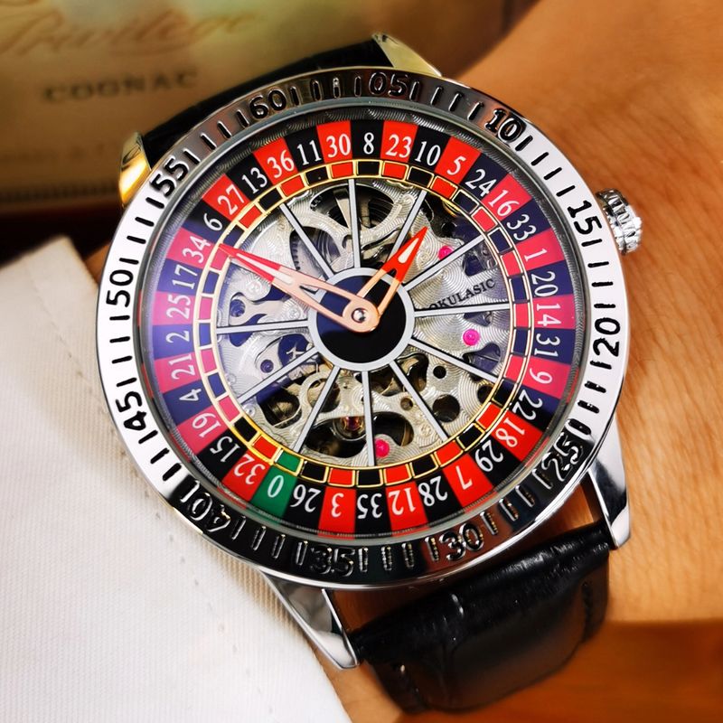 Fashion Rotatable Inner Dial Skeleton Mechanical Watch For Men Luminous Hands Steel Leather Band Automatic Watches_voghion.com
