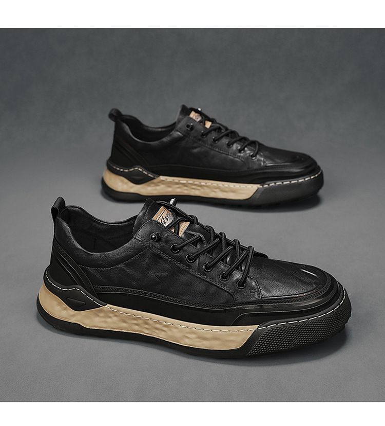Men's autumn chef, kitchen, work, waterproof, non slip, casual leather shoes, one foot sports, soft soled safety shoes_voghion.com