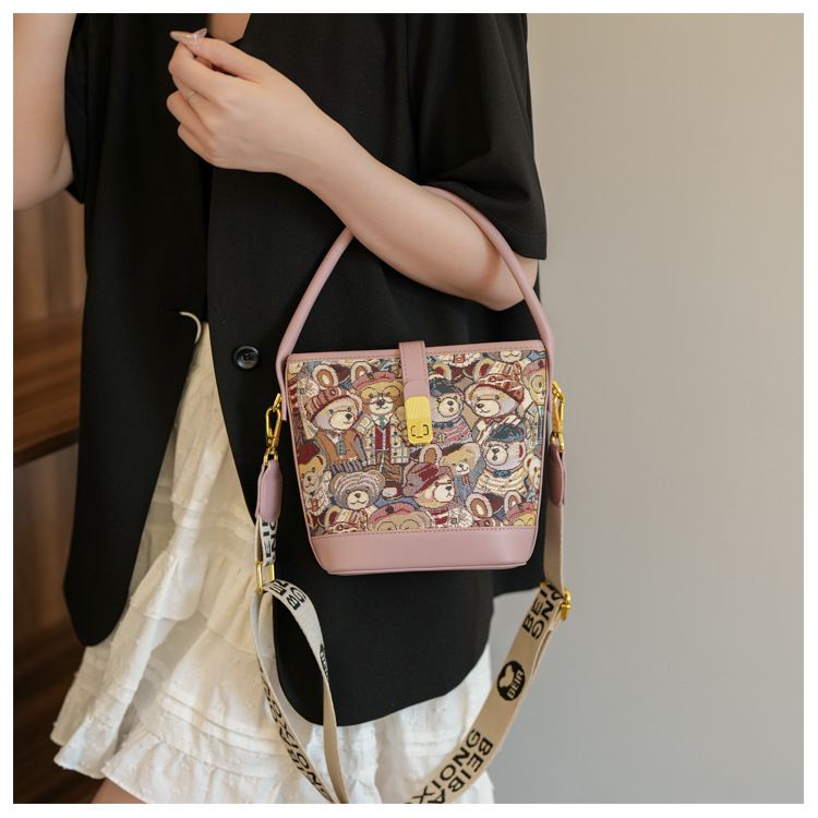 Borsa a secchiello di grande capacità, borsa a mano con design di nicchia, borsa da donna versatile, borsa a tracolla singola_voghion.com