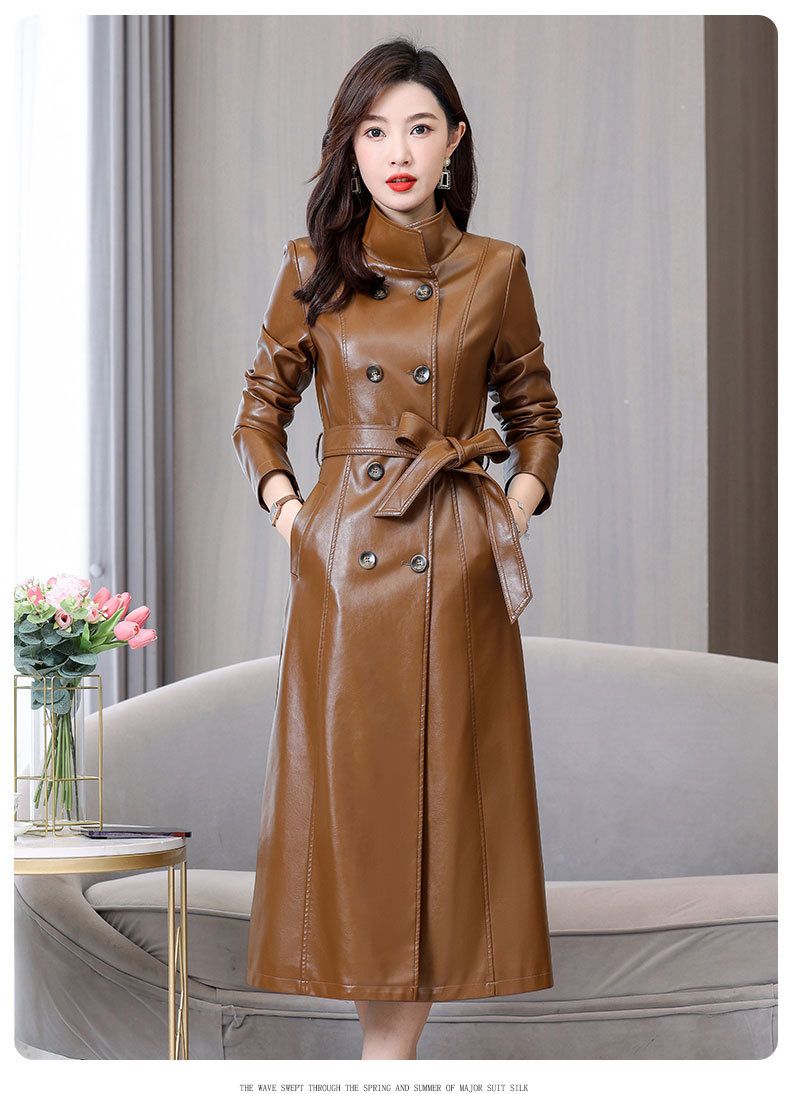 Trench doppiopetto in pelle da donna_voghion.com