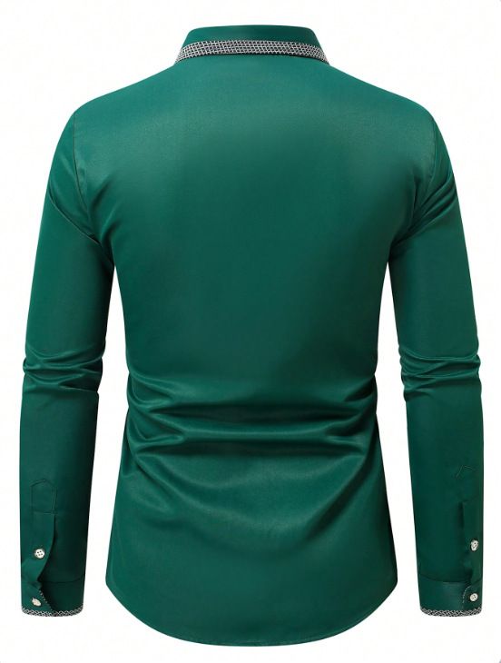 Camicia da uomo slim casual business alla moda, a maniche lunghe, con colori coordinati, nuova moda da strada_voghion.com