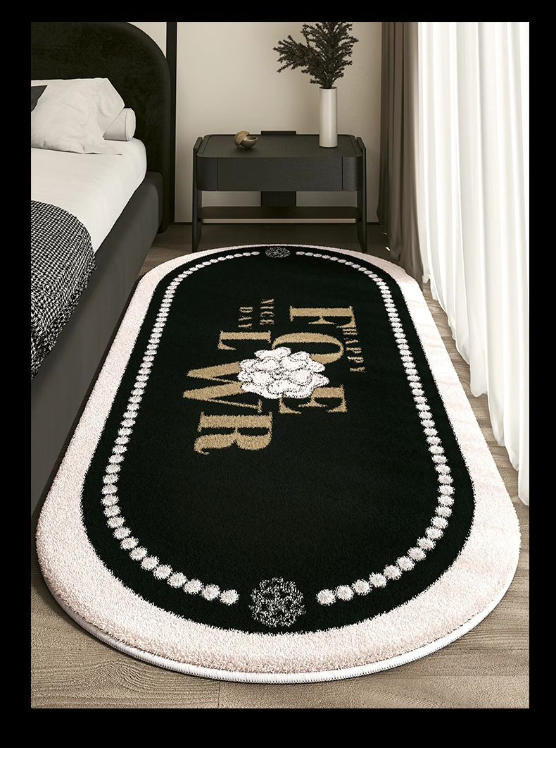 Prantsuse šikk kašmiirvaip – luksuslik libisemiskindel ovaalne voodivaip magamistoas ja vannitoas, 3 cm kašmiirist kuhi (40 x 60 cm kuni 80 x 200 cm)_voghion.com