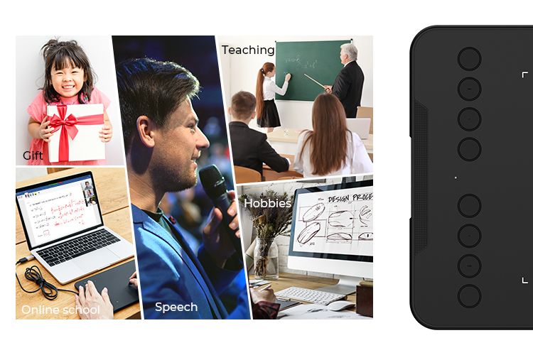 7x4 Inch XPPen Graphics 8 Express Keys 16384 Levels Battery-free Digital Drawing Pen Tablet Supports Android Windows Mac_voghion.com
