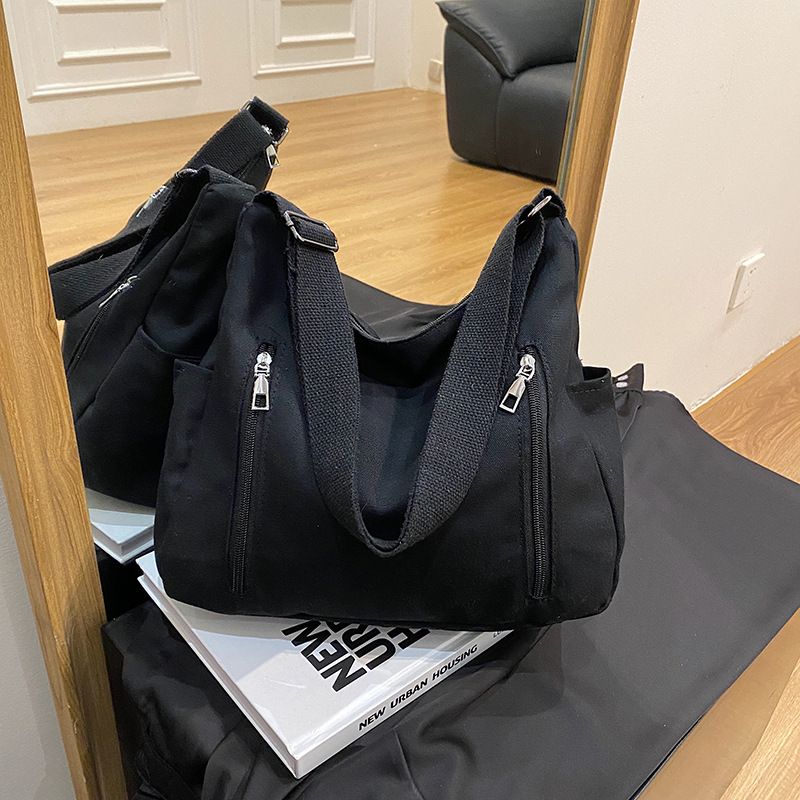 Borse alla moda di quest'anno per le donne, grande capacità, 2024, nuova borsa a tracolla versatile in tinta unita con texture a secchiello_voghion.com