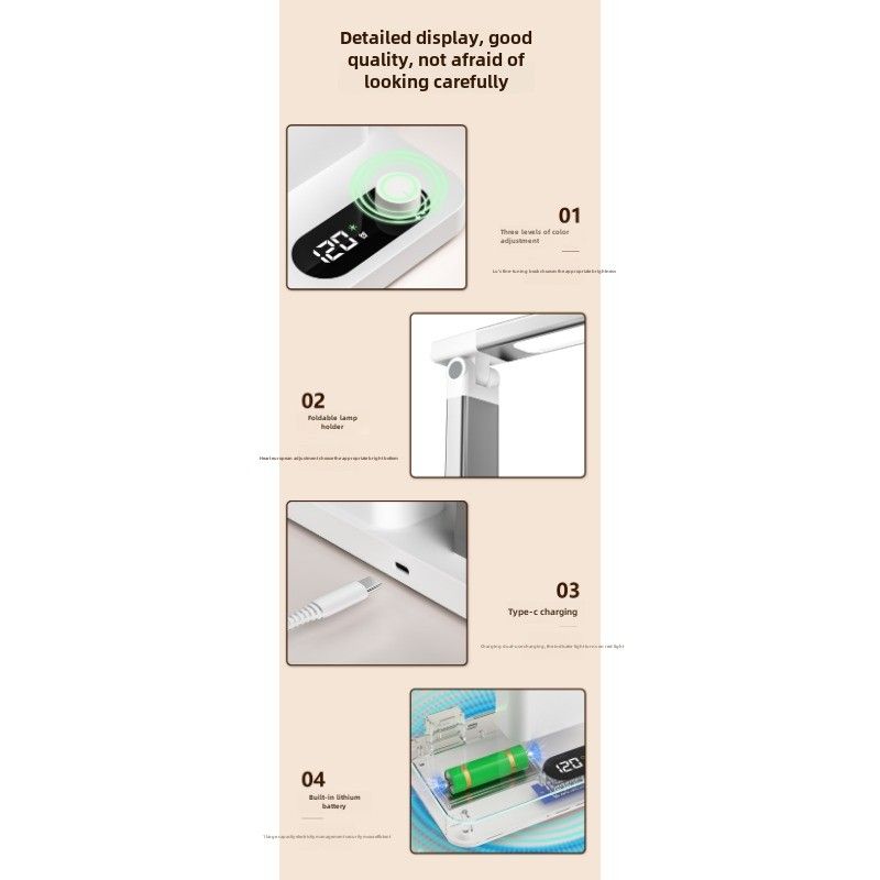 Nuova lampada da scrivania con protezione per gli occhi, lampada da lettura multifunzionale per studenti, lampada da comodino a LED con dimmer a tre colori, carica e collegamento a doppio scopo_voghion.com
