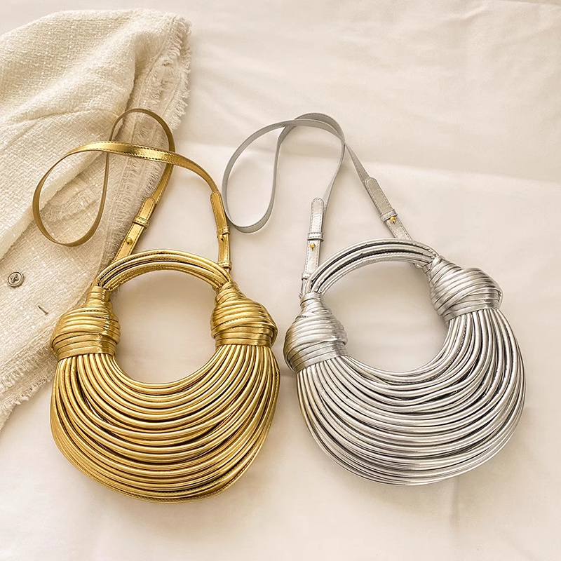 Bolsas para mulheres 2023 novo designer de ouro marca artesanal sacos macarrão corda atada puxado hobo sier noite embreagem chique_voghion.com
