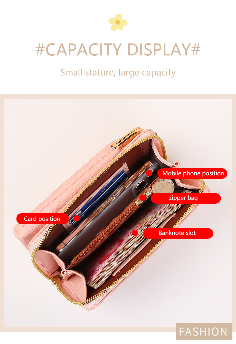 2024 New Women's Mobile Phone Bag Korean Edition Fashion Lychee Pattern Solid Color Embroidery Oblique Span Shoulder Bag_voghion.com