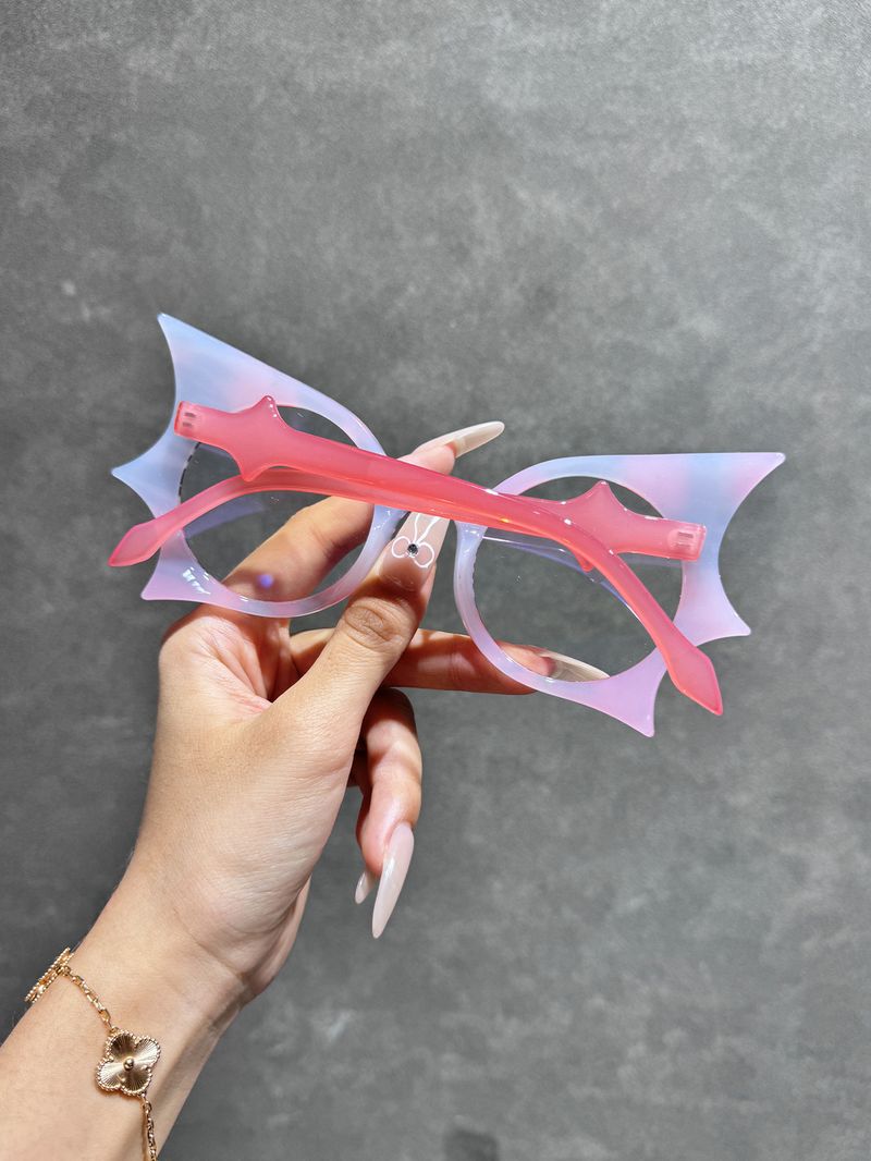 New personalized little devil glasses frame bat shape anti-blue flat mirror_voghion.com