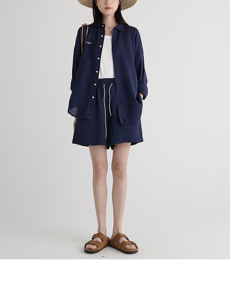 GraceChic CHAO-Empfehlung! 'Long Island Urlaub': Atmungsaktives Langarmhemd und Shorts aus Tencel-Leinen für den Sommer_voghion.com