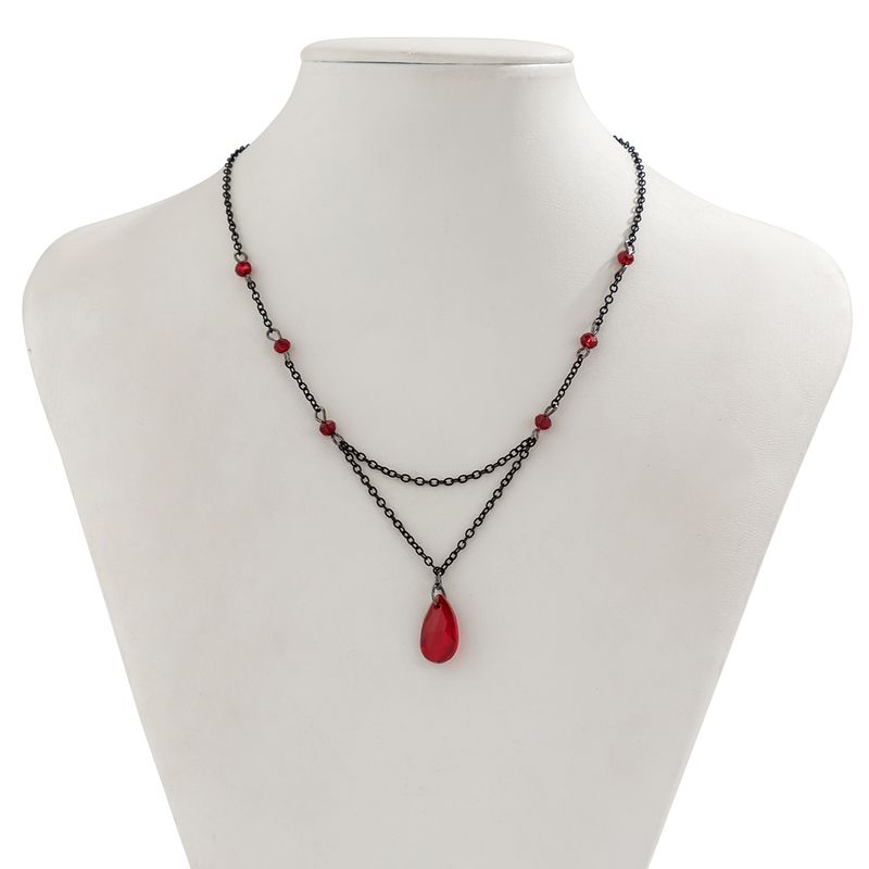 Moda PuRui Gótico Cristal Contas Bola Corrente Colar para Mulheres Preto Gota Forma Pingente Gargantilha Simples Meninas Jóias Y2K_voghion.com