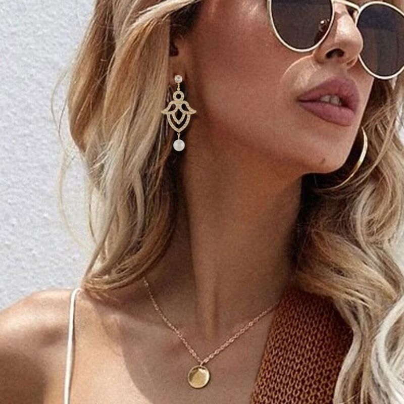 Women’s Jewelry Set Fashion Exaggerated Retro Alloy Diamond Earrings Fashion Simple Personality Geometric Earrings_voghion.com