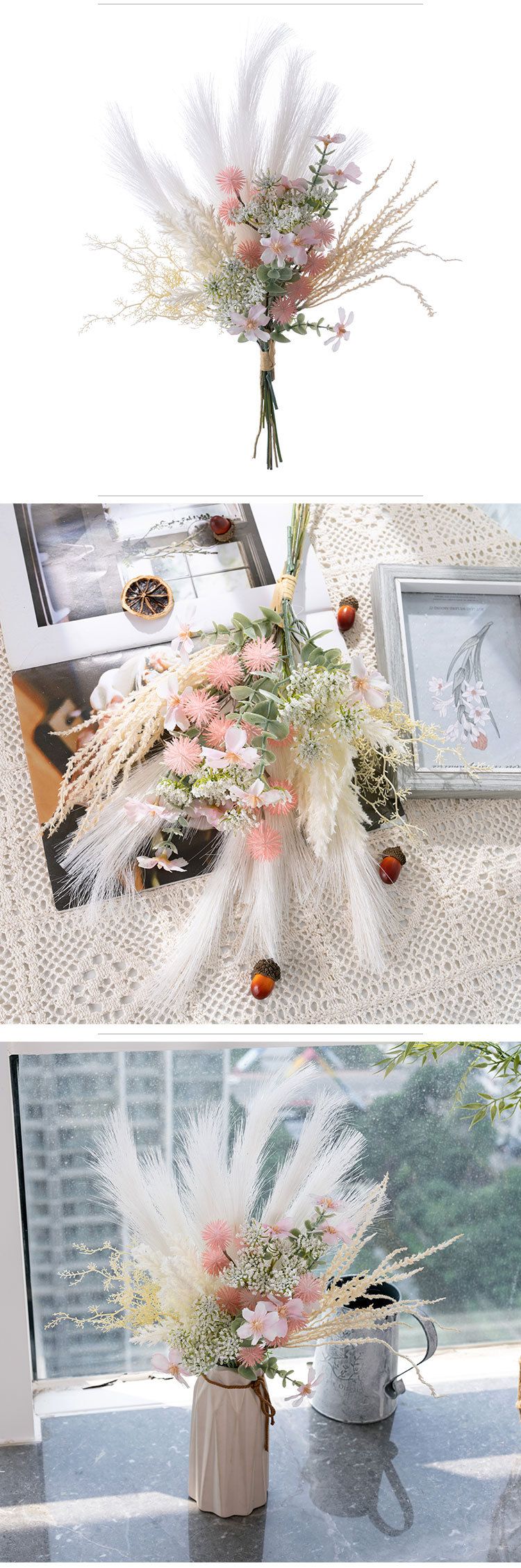 Blumenstrauß Seeigel Gänseblümchen handgemachte Simulation Blumendekoration Design Wanddekoration_voghion.com