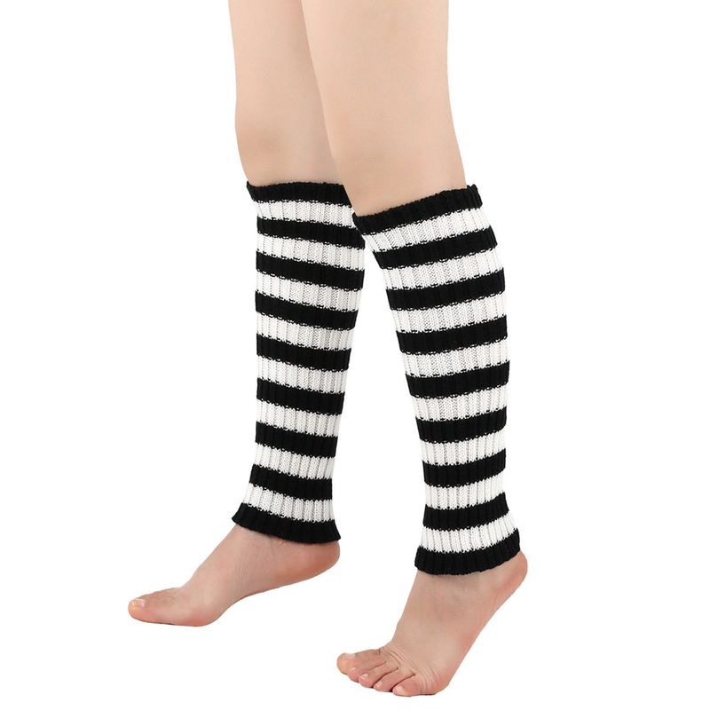 Unisex Beinwärmer für Männer und Frauen Gestrickte Fußwärmer Farbig gestreifte Stiefelwärmer Stapelsocken_voghion.com