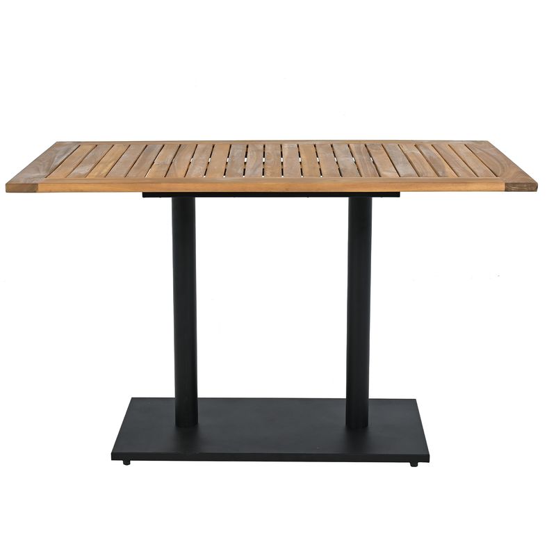 Ensemble de salle à manger d'extérieur 5 pièces pour 4 personnes, table en acacia massif, chaises en rotin synthétique, pour jardin et terrasse_voghion.com