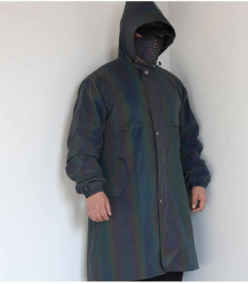 Men's Clothing long colorful reflective raincoat adult men and women large size windbreaker outdoor zipper raincoat_voghion.com