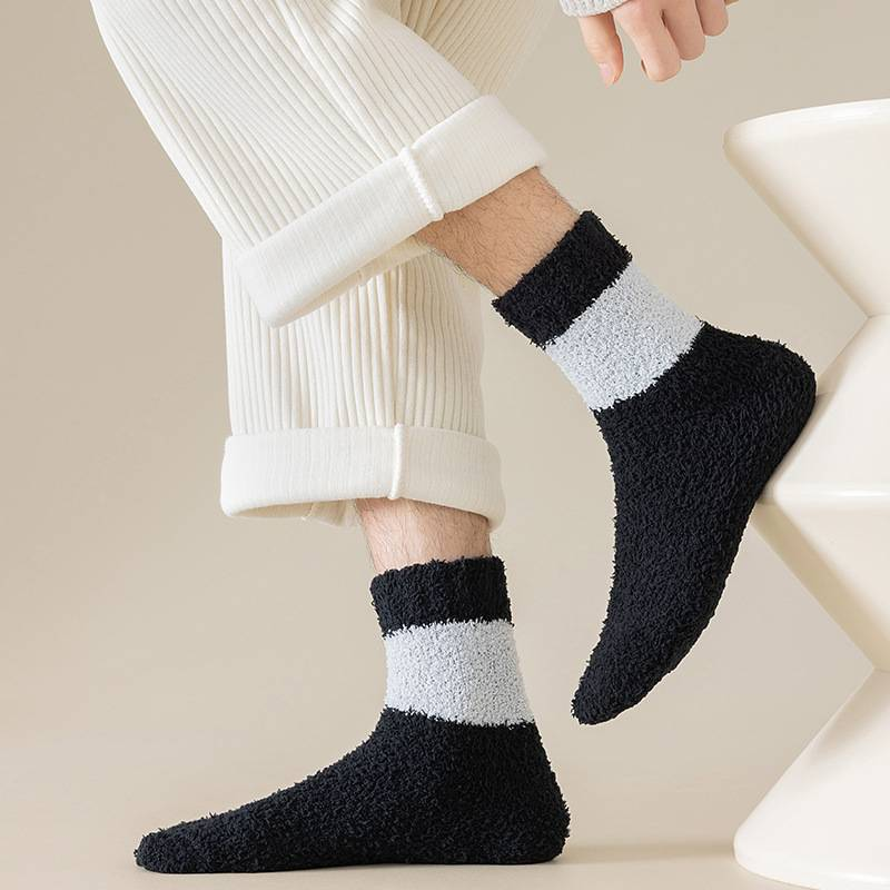 Coral Fleece Socken Herren Winter Mid Tube Plüsch Dicke Winter Warme Home Plüsch Lange Socken Schlafbodensocken_voghion.com