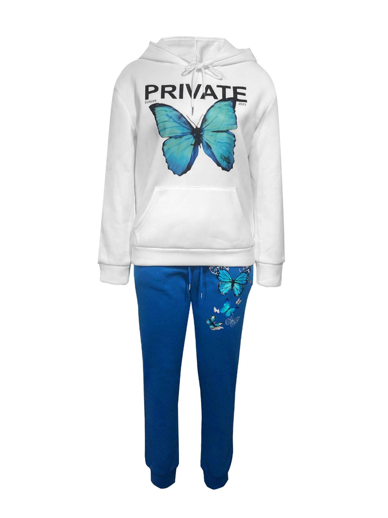 Plus Size Herfst & Winter Letter Print Color Block Hooded Sweatshirt Set Dagelijks Casual Lange Mouw Vrouwelijke Trainingspak Set_voghion.com