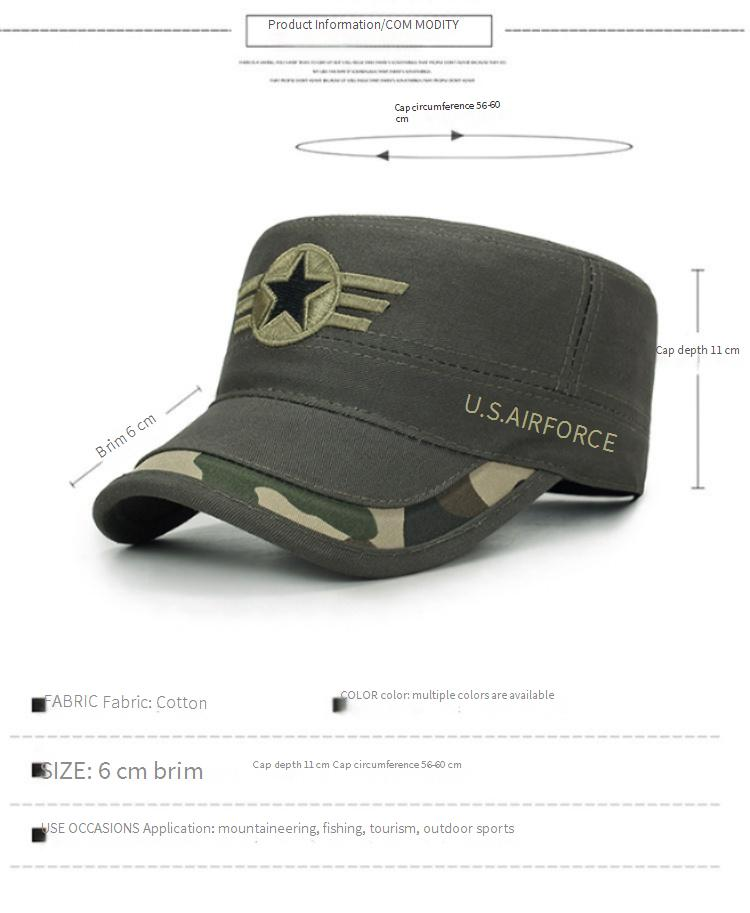 Schiebermütze für Herren mittleren Alters und ältere Menschen, Camouflage-Krempennähte, gesticktes Abzeichen, Militärmütze, Persönlichkeit, lässig, für Frühling und Herbst_voghion.com