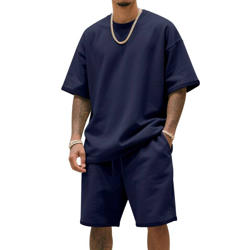 Vêtements d'été pour hommes, grande taille, tenue de sport, loisirs, ample, manches courtes, t-shirt, short_voghion.com