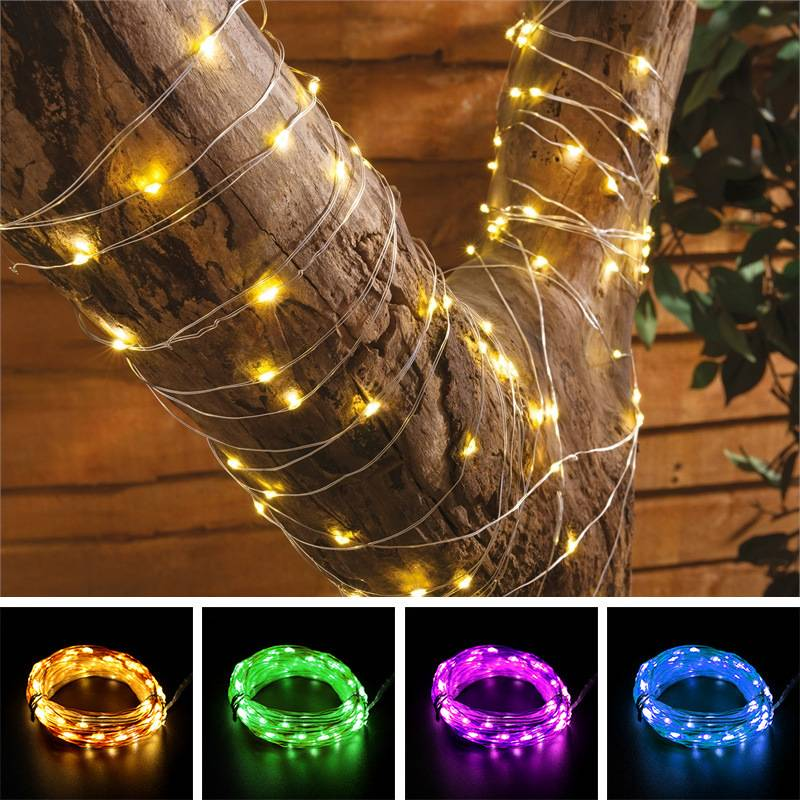 USB Bluetooth Fairy Lights With APP Control, 5V RGB LED Copper Wire String Lights For Christmas, Party, Home Decoration (Waterproof, 10 LED/m)_voghion.com
