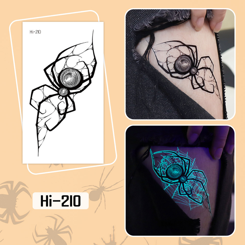 Adesivi per tatuaggi temporanei luminosi di Halloween, cartoni animati, zucca, teschio e farfalla per bambini._voghion.com