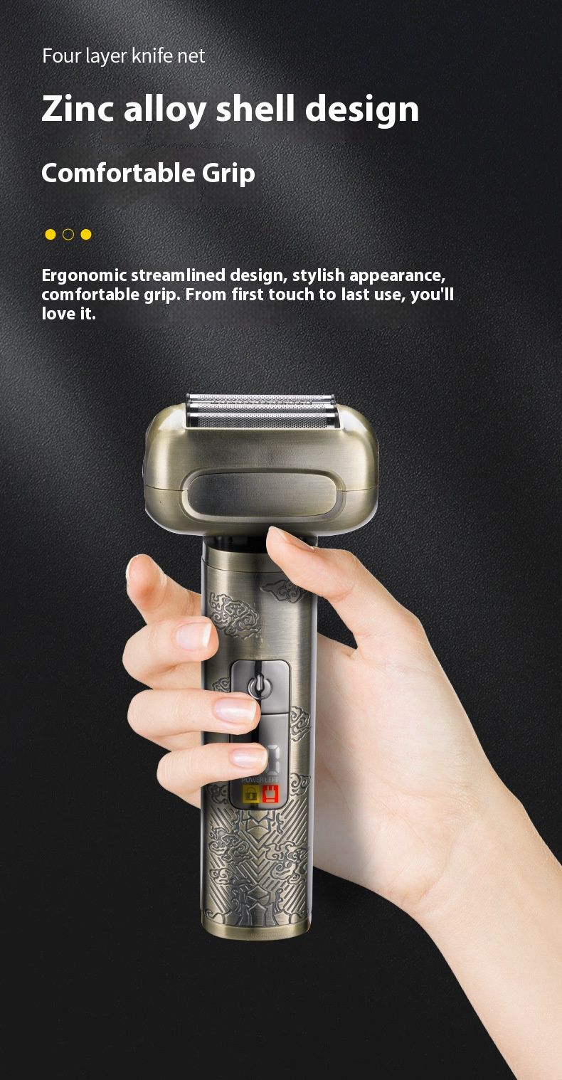 4-Blade Rotary Electric Shaver For Men - Ultra-Quiet Under 36dB, LED Display, Waterproof Wet/Dry Shaving, 20H Long_voghion.com