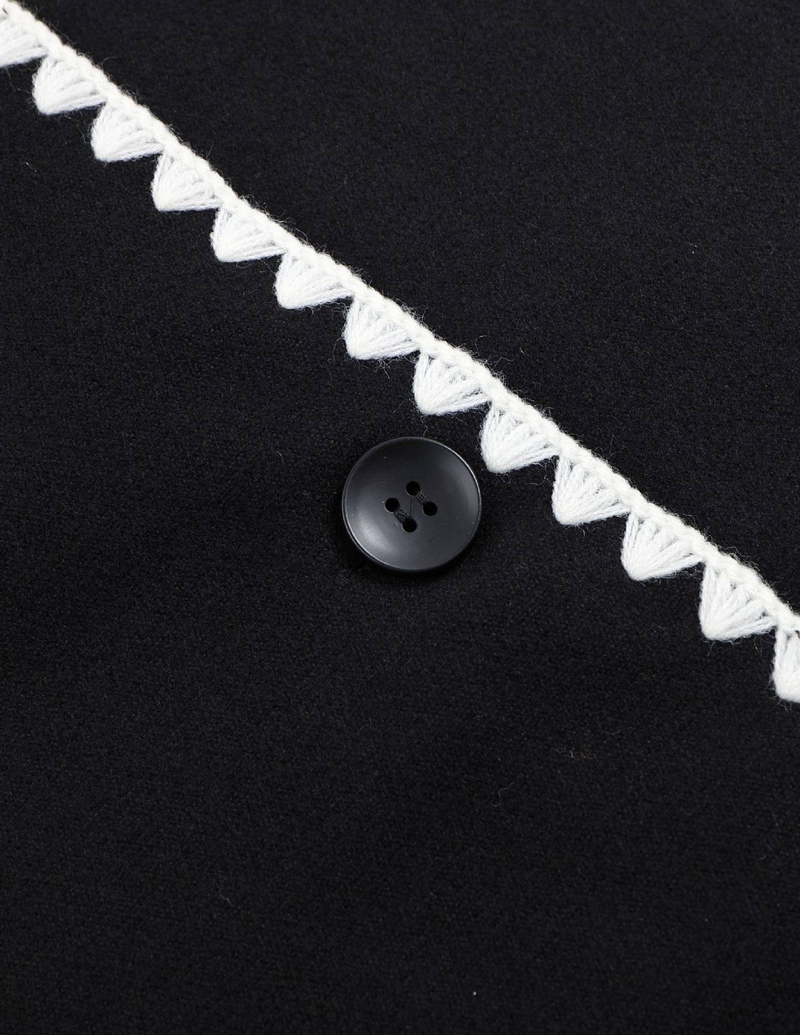 Women’s Fashion Wool-Like Coat – Oversized Tweed Jacket With Scarf & Fringe, Elegant U-Neck, Long Sleeve, Boho Chic_voghion.com