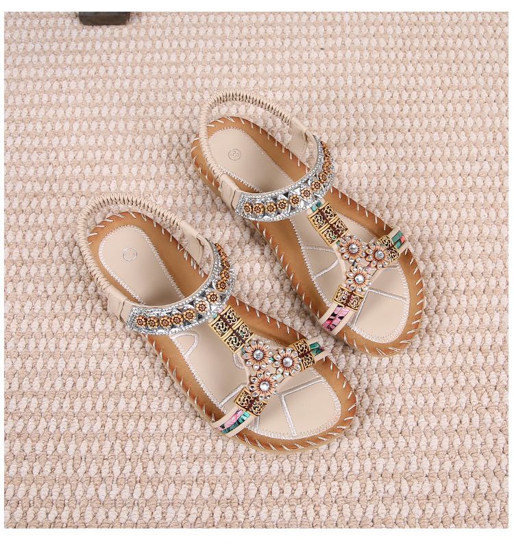 Sandal Female Summer Rhinestones Flat Round Head Fish Mouth Open Toe Cool_voghion.com