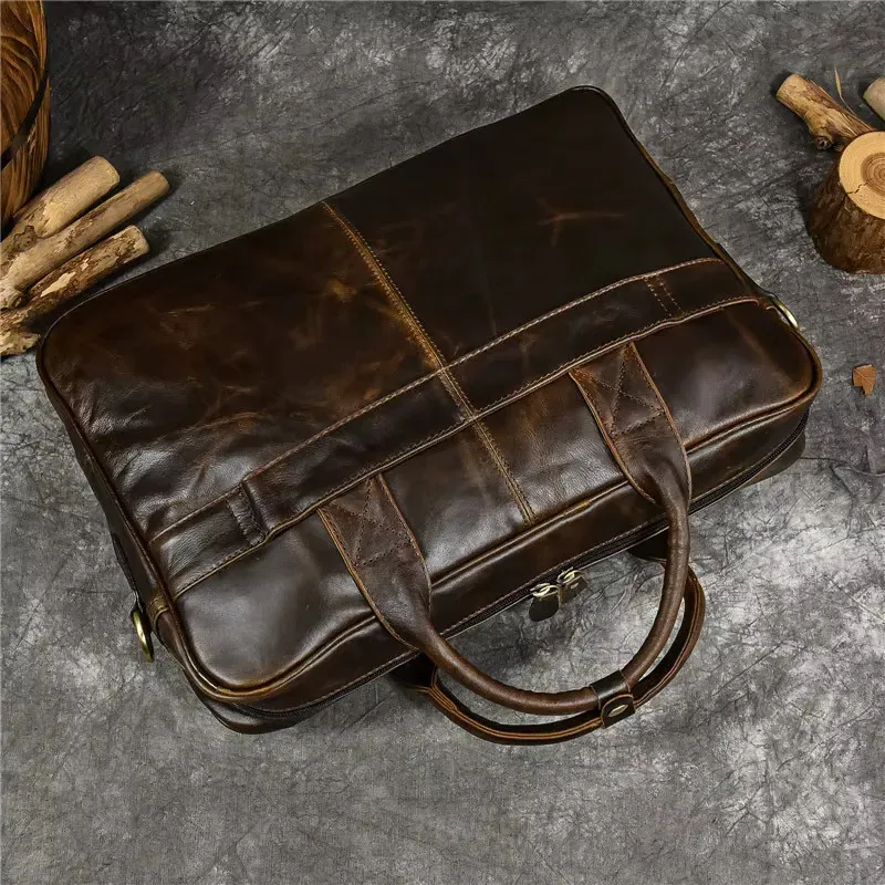 Designer Genuine Handbag For Men Travel Briefcase Male Leather Shoulder Men's Business Laptop Bag Large Messenger Bags_voghion.com