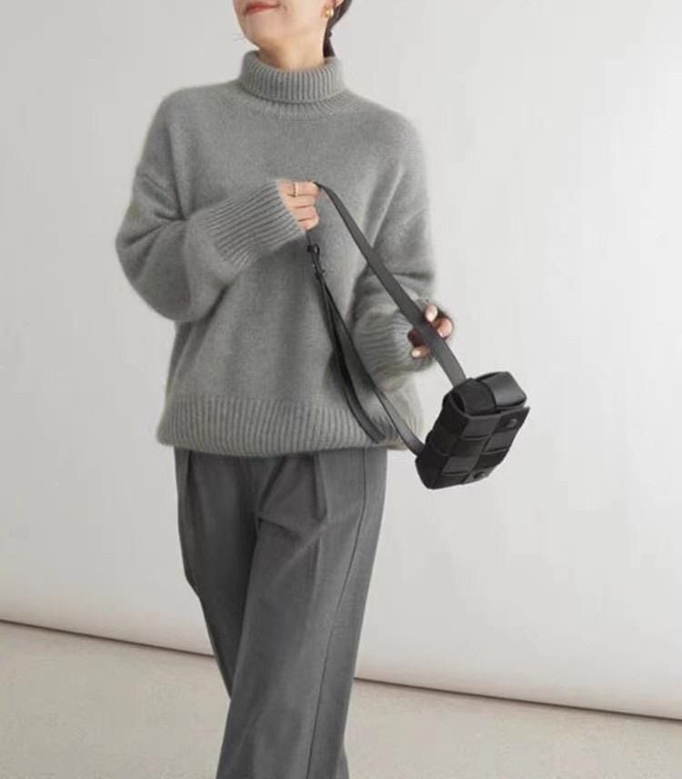 Maglione oversize da donna con collo alto - Pullover caldo e spesso, a maniche lunghe, per autunno e inverno (disponibile in 8 colori)_voghion.com