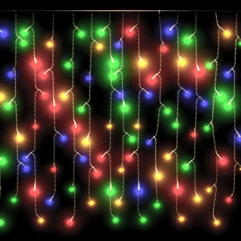 LED Curtain Icicle Lights 393.7" 400 LED Colorful 8 Function_voghion.com