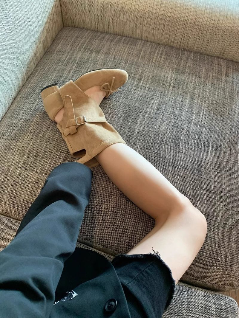 Stivali Melard 2025 Primavera Estate Nuovo Design Punta Rotonda Fiocco Versatile Tacco Grosso Sandali Ballerine_voghion.com