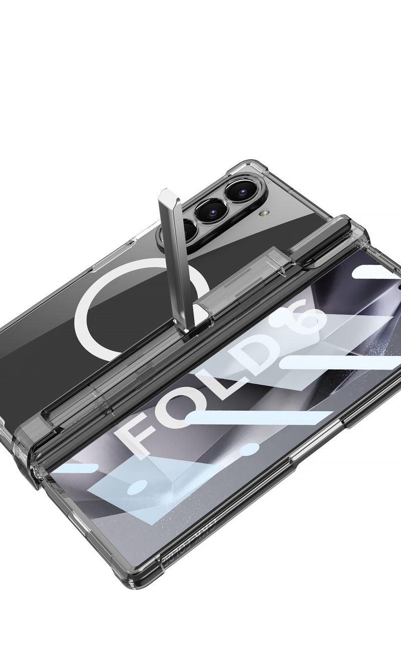 Applicable to Samsung zfold6 mobile phone case, airbag magnetic suction wireless charging, personalized pen holder, hard case_voghion.com