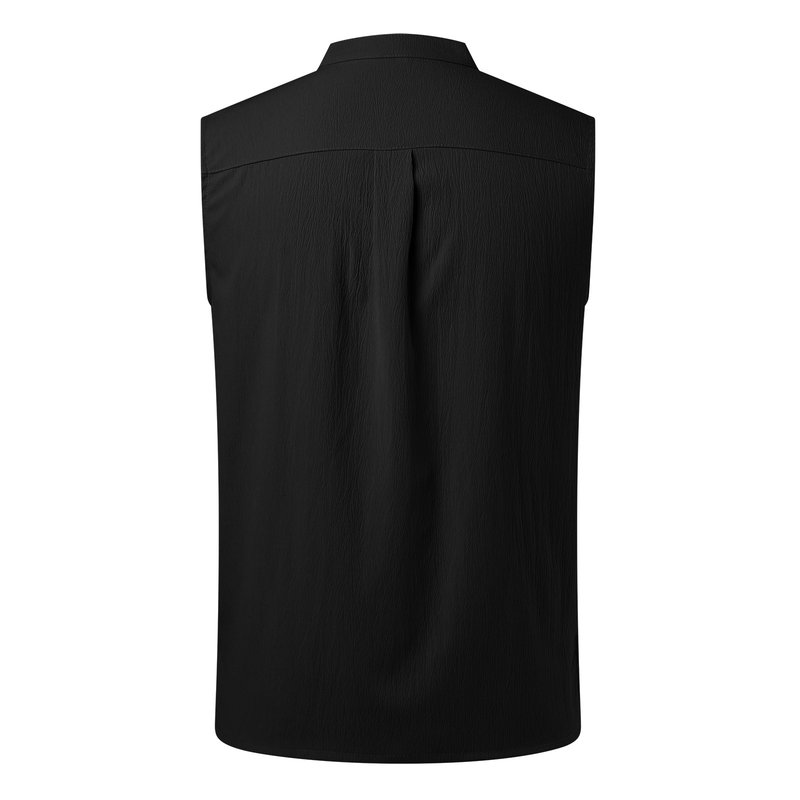 Vêtements pour hommes printemps et été, nouvelle chemise sans manches semi-ouverte pour hommes, gilet décontracté d'extérieur pour hommes_voghion.com
