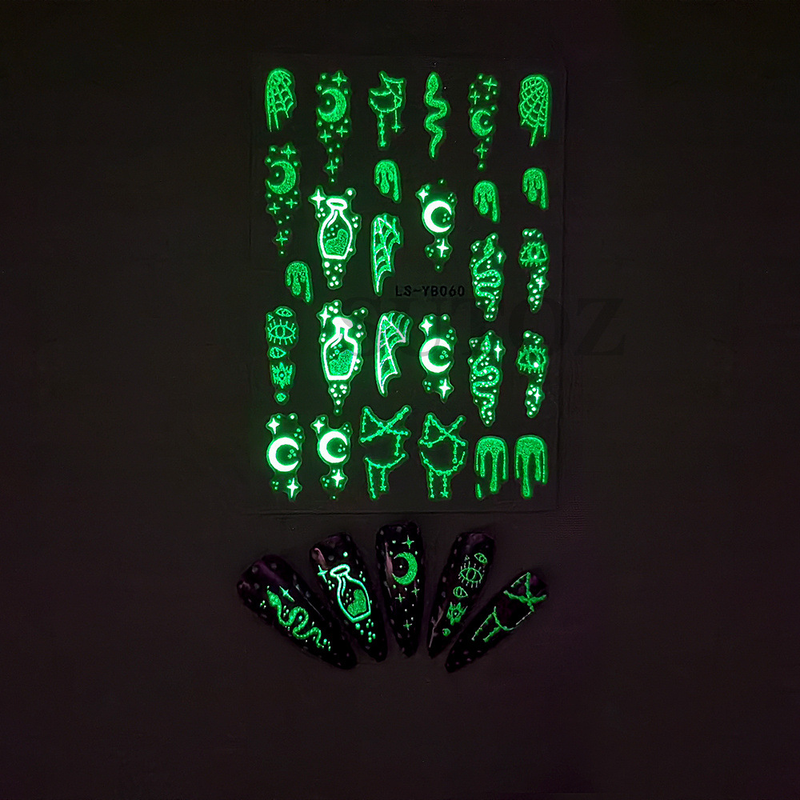 Halloween Světelné falešné nehty tetovací nálepka umění dočasné tetování vodotěsné barevné dočasné sexy tetování na nehty_voghion.com