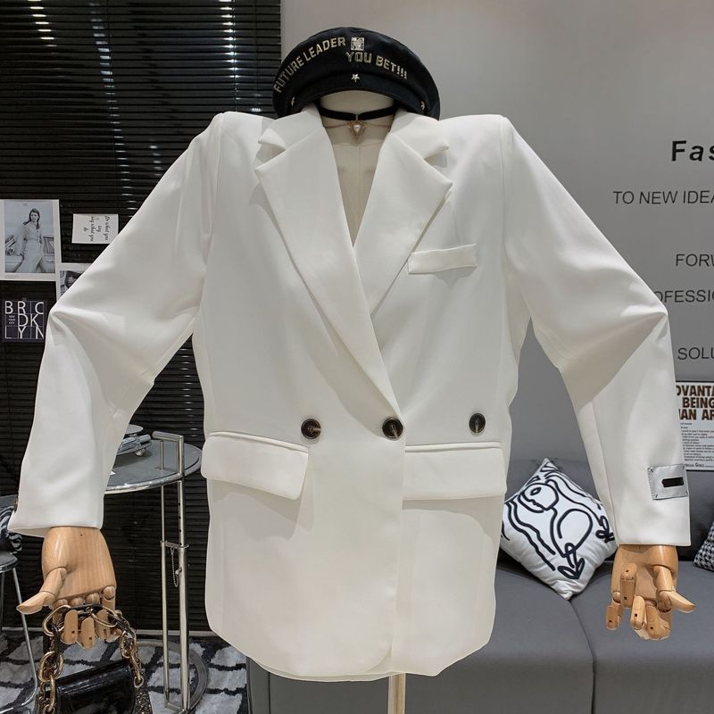 2023 Korean Fashion Lazy Style Loose Chic Blazer + High Waist Slimming A-line Bodycon Skirt Two-piece Set For Women_voghion.com