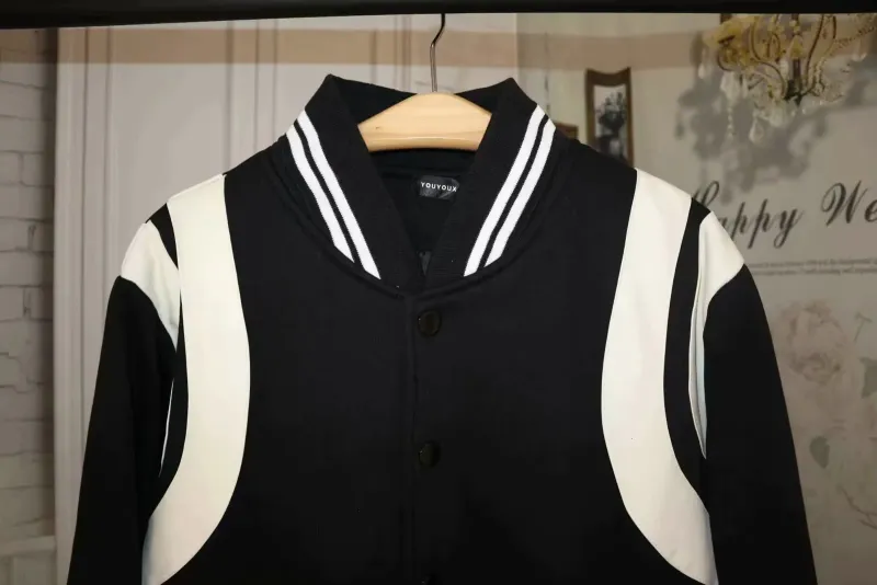Baseball Jacket Mens - Classic Cotton Bomber Jacket, Ribbed Sleeves, Casual Uniform Collar, Spliced Short Coat For_voghion.com
