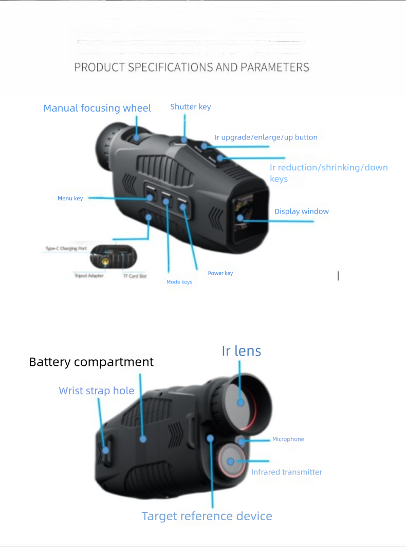 Day Dual-use Full Black Visible Photo And Video Lightweight Compact High-definition Monocular Infrared Low-light_voghion.com