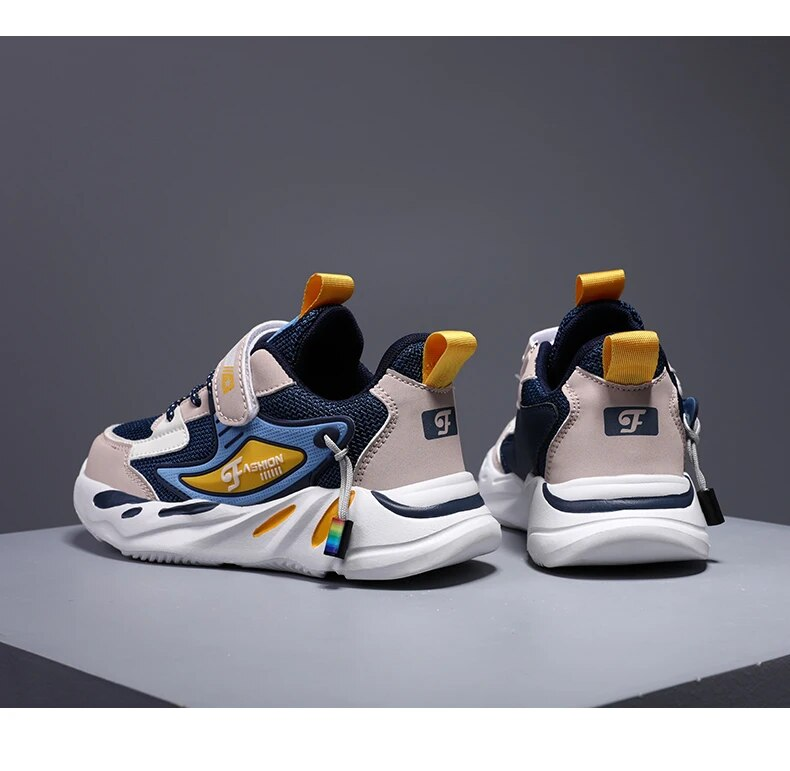 Kid Sneakers Sport For Boys Fashion Leather Children Breathable Mesh Comfort Casual Walking Outdoor Running Shoes_voghion.com